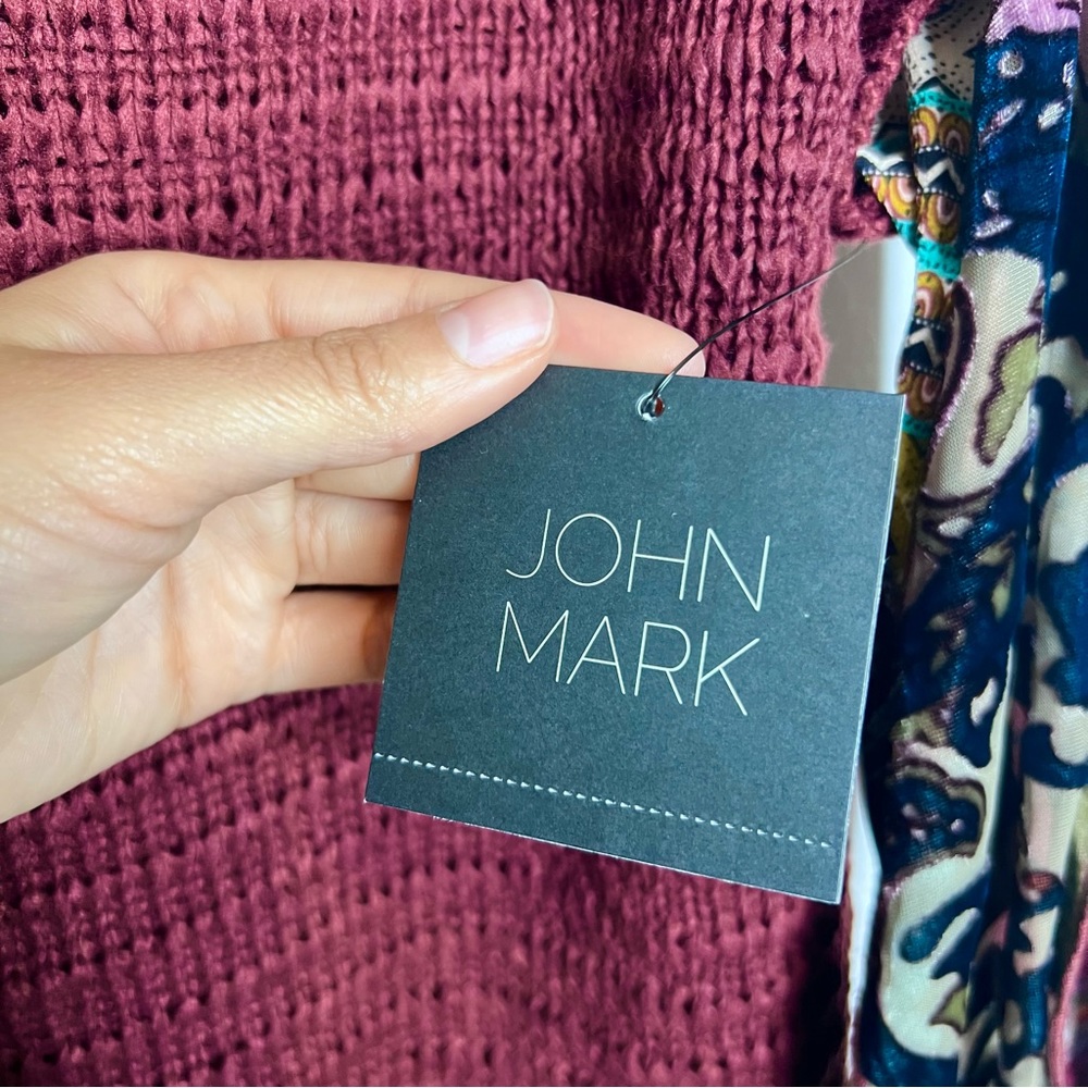 NWT‎ JOHN MARK Pullover Mixed Media Knit Sweater. Size Medium - Picture 10 of 11